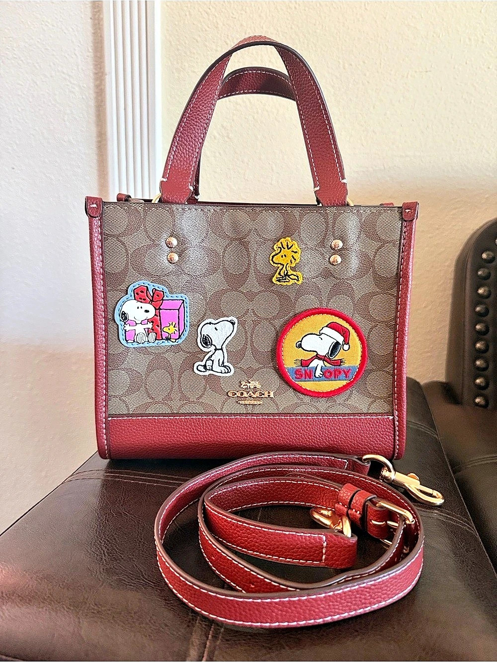 Coach X Peanuts Dempsey Tote 22 With Snoopy And Friends Motif Satchel in